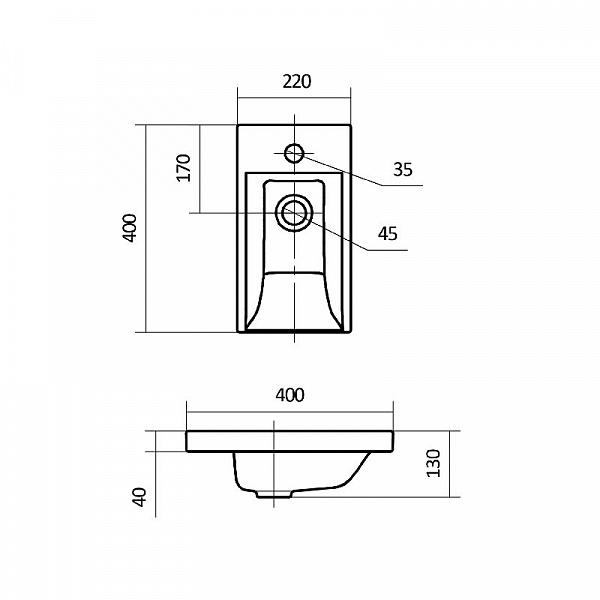 Прямоугольная раковина Santek Миранда 40 1WH302500