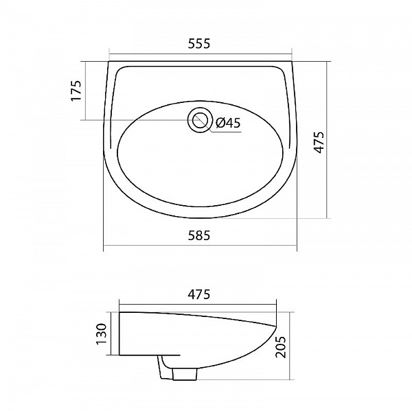 Полукруглая раковина Santek Бореаль 60 без отверстия под смеситель 1WH110481