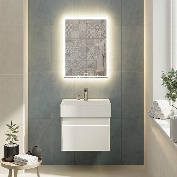 Зеркало Kerama Marazzi TECNO c LED 60 с подсветкой, с функцией антизапотевание, белое глянцевое