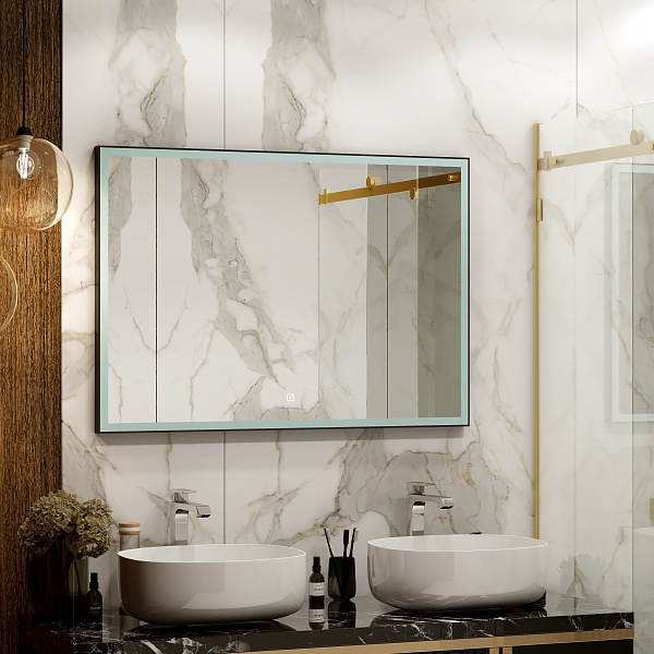 Зеркало Континент "Frame black standart" 1000x700