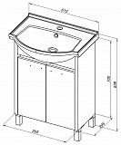 Тумба под раковину Aquanet Донна 60 белый дуб/белый (2 дверцы) 00273996
