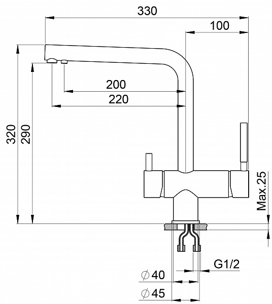 Смеситель для кухни Granula GR-2305 шварц, 2305sv