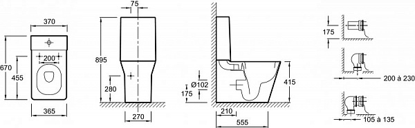Унитаз-компакт напольный Jacob Delafon Reve 5033K-00, крышка-сиденье с микролифтом