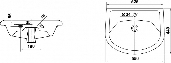 Умывальник мебельный СТИЛЬ 55 (КЕРАМИН)