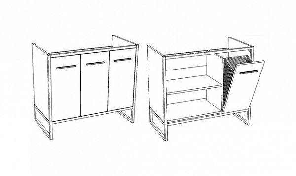 Тумба под раковину Corozo Айрон 90 с корзиной, черный/антик SD-00000386