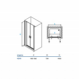 Душевая дверь "KOLLER POOL" двухсекционная  NEON ND90C 900x1900 прозрачная Transparent  6мм CALC FREE хром