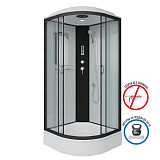 Душ.каб. NG-6703-14P (800х800х2150) средний поддон(26см) стекло ПРОЗРАЧНОЕ черные профиля 4 места