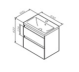 M85AFHX0652WG X-Joy, База под раковину, подвесная, 65 см, 2 ящика, белый глянец