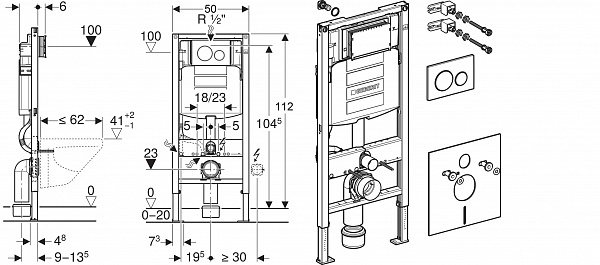 Инсталляция Geberit с безободковым унитазом Geberit Acanto Rimfree, 500.301.KJ.A, сиденье микролифт, комплект Идеальная пара