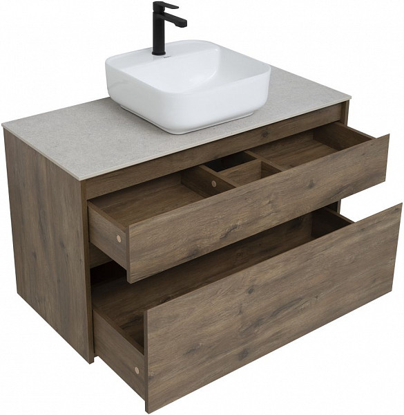 Тумба под раковину Aquanet Nova Lite 100 дуб рустикальный (2 ящика) 00249521