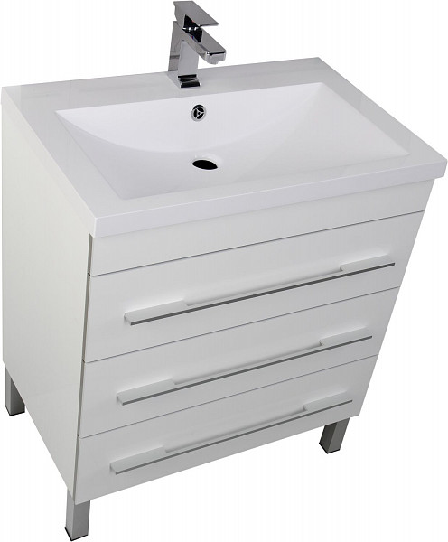 Тумба под раковину Aquanet Верона 75 белый (напольная 3 ящика) 00178254