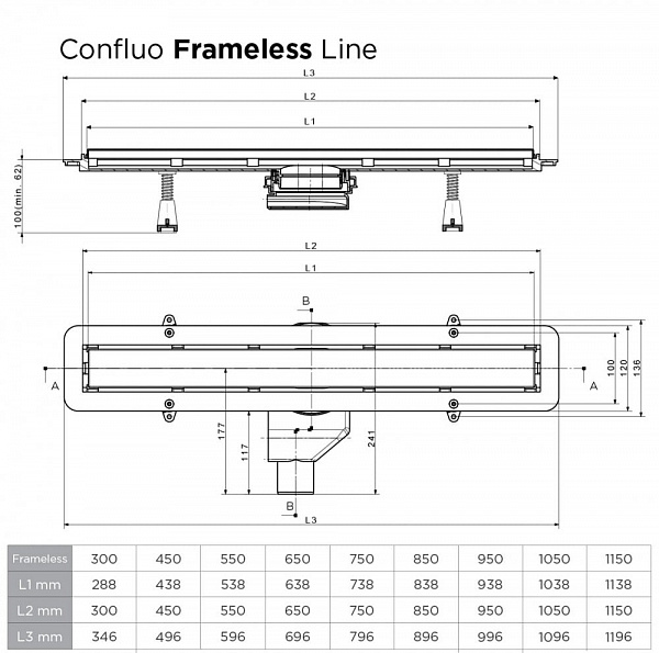 Душевой лоток Pestan Confluo Frameless Line 650