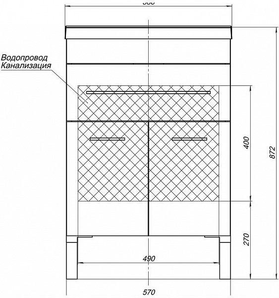 Тумба под раковину Aquanet Верона 60 крем (1 ящик, 2 дверцы) 00304535