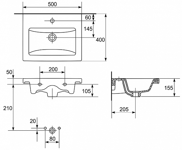 Мебельная раковина Como 50