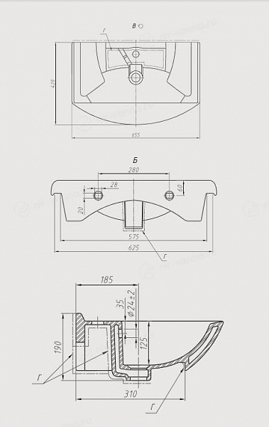 Раковина мебельная Лагуна 65