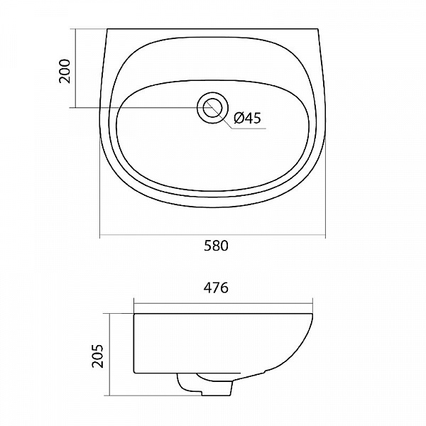 Полукруглая раковина Santek Анимо 60 без отверстия под смеситель 1WH110505