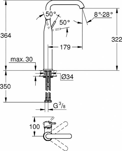 Смеситель для раковины Grohe Essence New 32901001