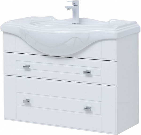 Тумба под раковину Aquanet Рондо 85 белый глянец 00304289