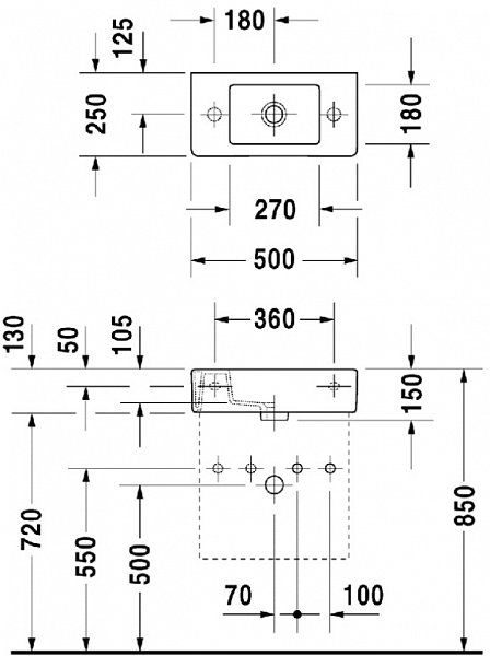 Раковина Duravit Vero 0703500008 R 50 см