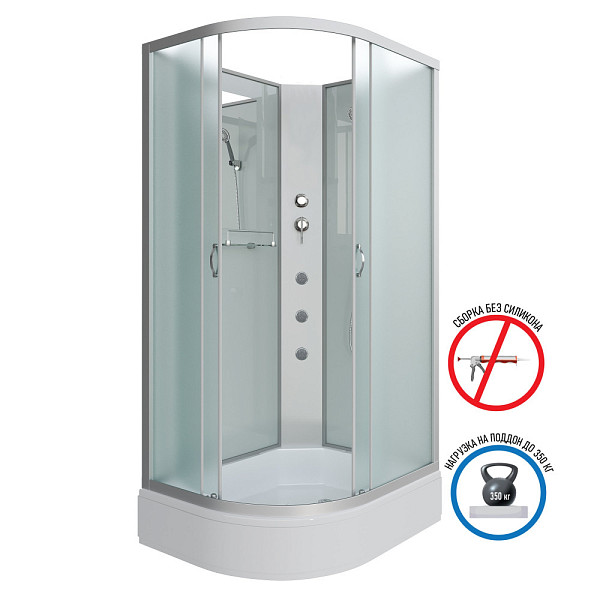 Душ.каб. NG-33394-14RBKG (1300х900х2000) средний поддон (26см) стекло МАТОВОЕ 4 места