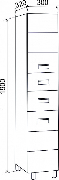 Пенал МОНТАНА 30 2 ящика Правый