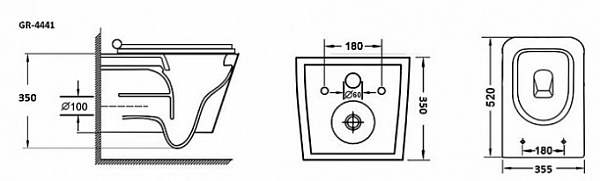Унитаз подвесной Grossman GR-4441 безободковый с тонкой крышкой