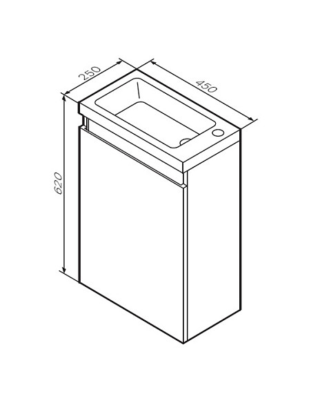 M85AFHX0451WG X-Joy, База под раковину, подвесная, 45 см, 1 дверца, белый глянец