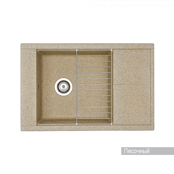 Мойка для кухни Aquaton Делия 78 прямоугольная с крылом песочная 1A715132DE220
