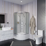 Душ.каб. NG-2309-14BKTG (1000х1000х2100-2400) высокий поддон(40см) стекло МАТОВОЕ 4 места