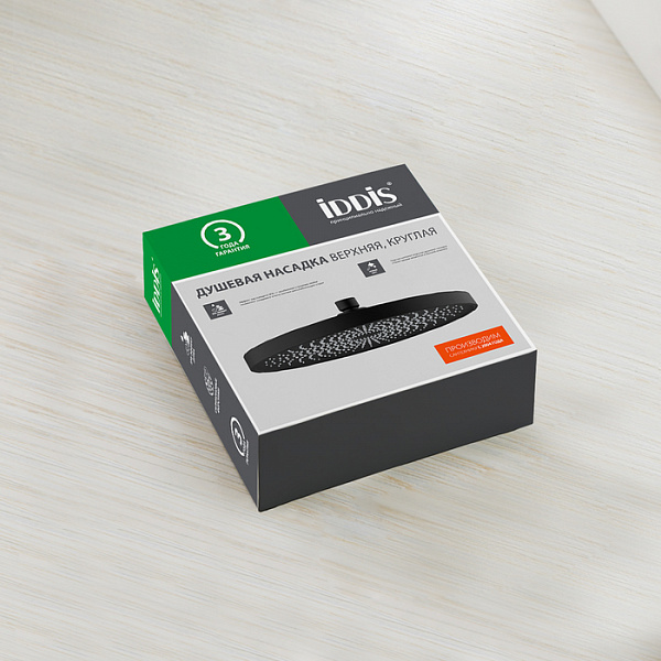 Душевая насадка верхняя круглая, черная, SpaHome, IDDIS, SPA26BPi64