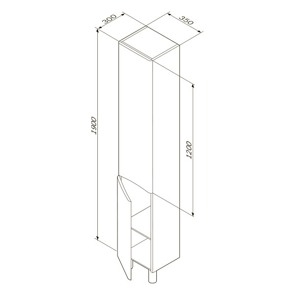 M80CSR0356WG Like, шкаф-колонна, напольный, правый, 35 см, двери, белый, глянец, ш
