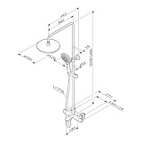 F0780564 Like душ.система, набор: смеситель д/ванны/душа с термостатом, верх.душ.d 250 мм, ручной ду