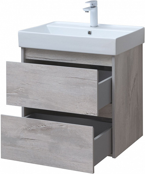 Тумба под раковину Aquanet Nova Lite 60 дуб белый (2 ящика) 00287874