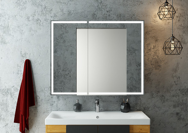 Зеркало-шкаф Континент "Mirror Box black Led" 1000х800