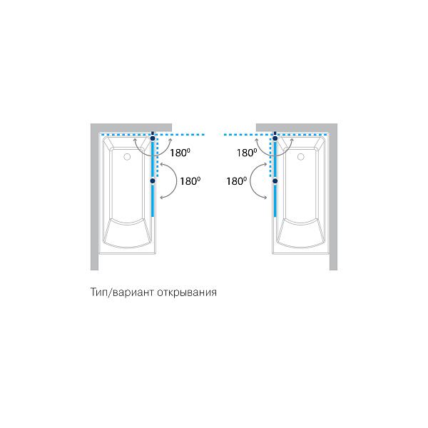 Шторка для ванны "KOLLER POOL" двухэлементная Waterfall Line QP 97 Right 1150x1400 прозрачная Transparent  6мм CALC FREE хром
