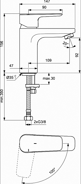 Смеситель Ideal Standard Ceraplan lll BC569AA для раковины