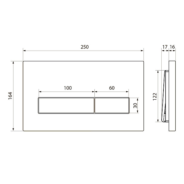 Клавиша смыва Point Меркурий PN44831GM для инсталляции, графит