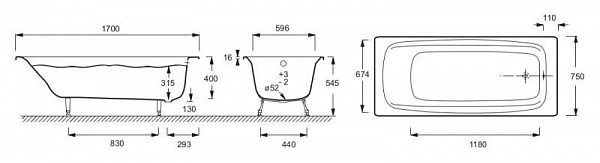 Чугунная ванна Jacob Delafon Diapason 170x75 E2937-00