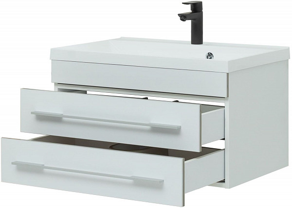 Тумба под раковину Aquanet Верона 75 белый (подвесная 2 ящика) 00176669