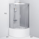 W90G-401A090WT Gem Deep душевое ограждение 90х90,стекло прозрачное,профиль мат. серебро,без поддона