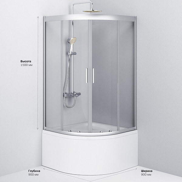 W90G-401A090WT Gem Deep душевое ограждение 90х90,стекло прозрачное,профиль мат. серебро,без поддона