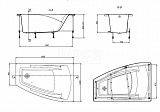 Акриловая ванна Roca Hall Angular 150х100 правая ZRU9302865
