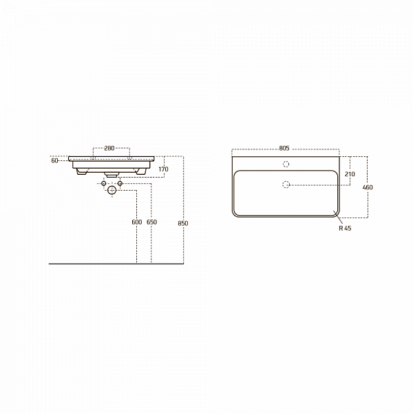 Раковина мебельная  80 см LUXURY