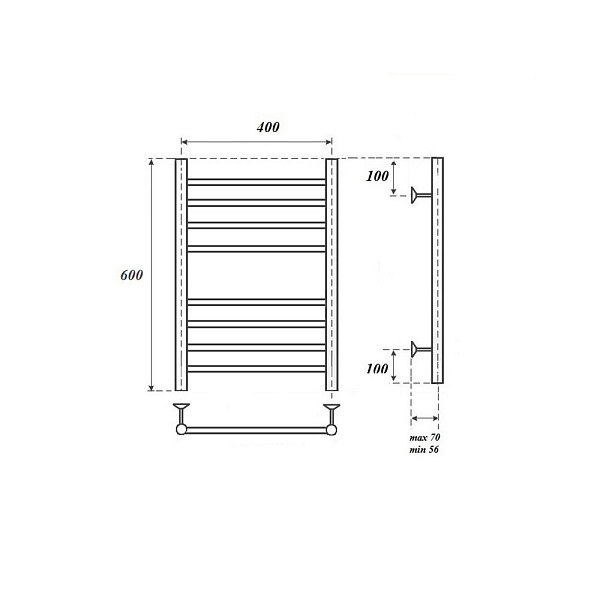 Полотенцесушитель водяной Point Аврора PN10146S П8 400x600, хром