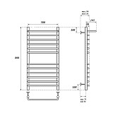 Полотенцесушитель электрический Point Нептун PN09158SPE П11 500x800 с полкой левый/правый, хром