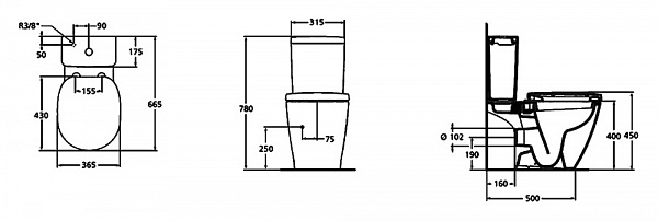 Унитаз-компакт напольный Ideal Standard Connect Arc E803601