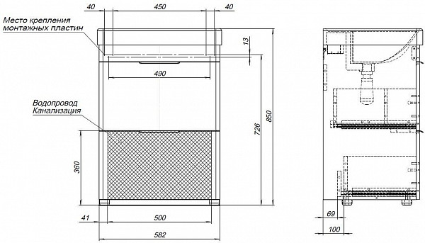 Тумба под раковину Aquanet Ирис new 60 белый глянец (2 ящика) 00310152