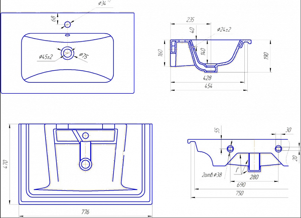 Раковина мебельная MYJOYS Euphoria 80