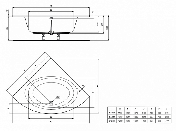 Акриловая ванна Ideal Standard Connect Air E124801 120х120