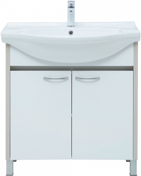 Тумба под раковину Aquanet Донна 80 белый дуб/белый (2 дверцы) 00274170